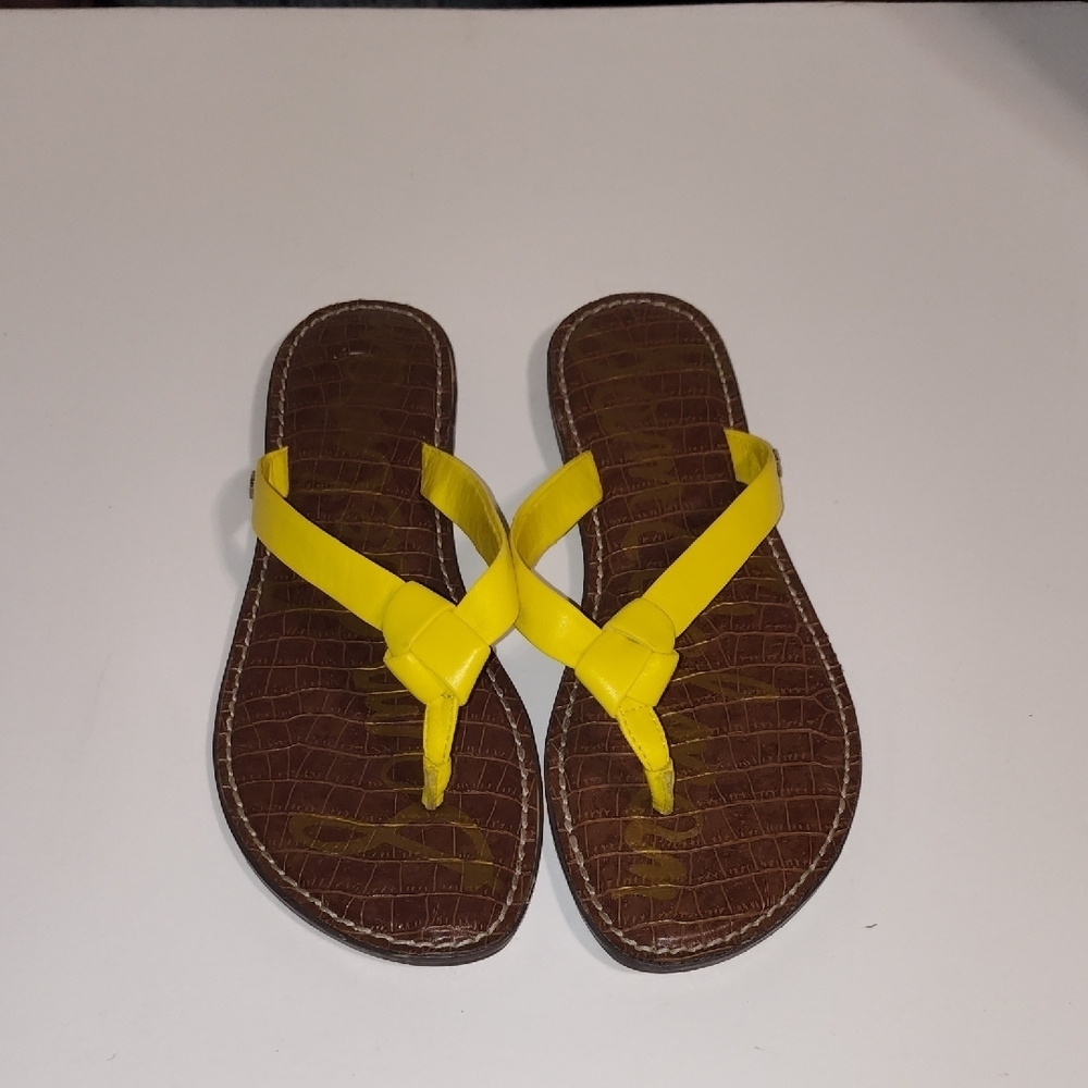 Sam Edelman Women's Giles Lemon Zest Flip-Flops Leather Size 9.5
